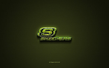 Skechers logo, green creative logo, floral art logo, Skechers emblem, green carbon fiber texture, Skechers, creative art HD wallpaper