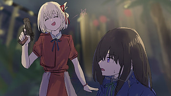 Chisato Nishikigi & Takina Inoue, Takina Inoue, Chisato Nishikigi, Anime, Lycoris Recoil HD wallpaper