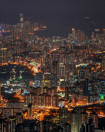 Night of city, glow, buildings HD phone wallpaper