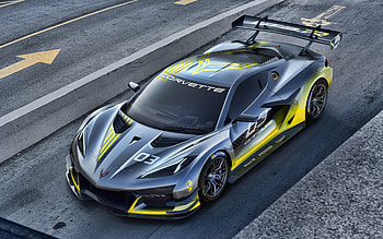 2024, Chevrolet Corvette Z06, , top view, racing car, gray Corvette, new racing Corvette Z06, American supercars, Chevrolet HD wallpaper