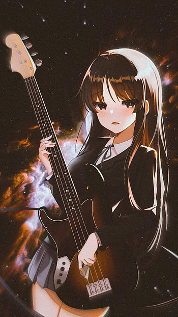 Mío akiyama, k-on, musical instrument, anime, hokago tea time HD phone wallpaper