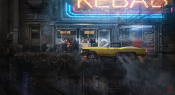 Cyborg Car Future, artist, artwork, digital-art HD wallpaper