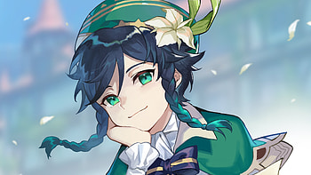 Green Eyes Venti Genshin Impact HD wallpaper