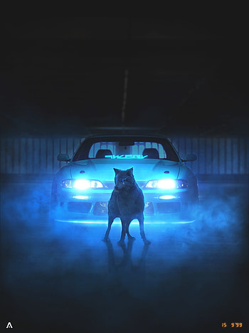 Smoke, Shine, Light, Miscellanea, Miscellaneous, Car, Machine, Neon, Wolf HD phone wallpaper