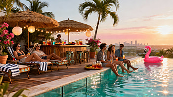Poolside Vibe, Palm Tree HD wallpaper