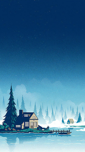 Winter, Scenery, Minimalist, Night, Landscape, Digital Art, , , Background, and . Mocah HD phone wallpaper