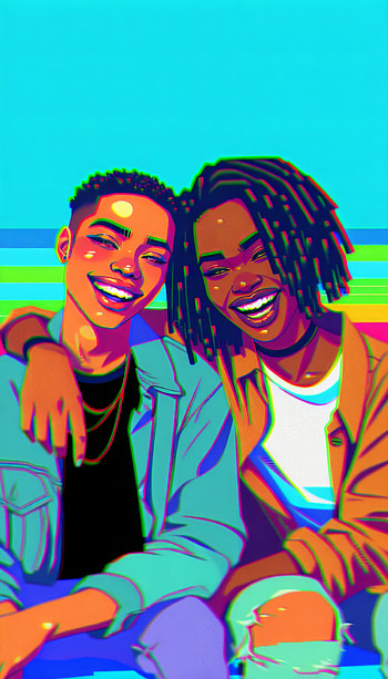 Vibrant Best Friends, friends, portrait, Digital Art HD phone wallpaper