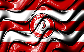 Bristol City FC flag, , red and white 3D waves, EFL Championship, english football club, football, Bristol City FC logo, Bristol City FC, soccer, FC Bristol City HD wallpaper
