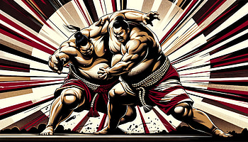 Dynamic Sumo Clash, sumo wrestling, illustration, Sports, athletes HD wallpaper