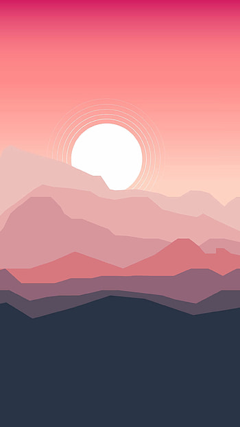 Landscape, Sunset, Art, Mountains, Vector HD phone wallpaper