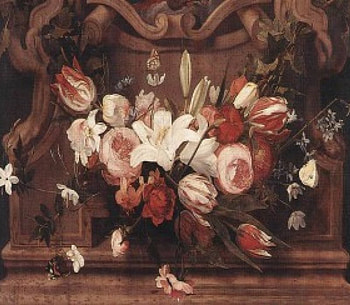 Antique Flowers, carved woodwork, bouquet flowers HD wallpaper