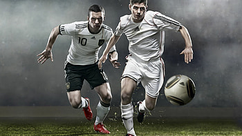 Steven Gerrard and Lukas Podolski, Soccer HD wallpaper