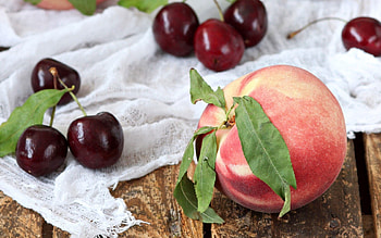 Peach, Fruits, Food, Cherry, Berries HD wallpaper