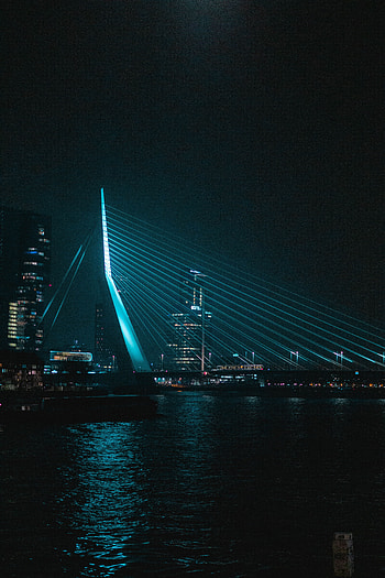 Cities, Water, Building, Dark, Night City, Bridge HD phone wallpaper
