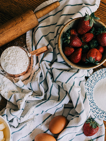 Food, Strawberry, Eggs, Cookery, Cooking, Flour HD phone wallpaper