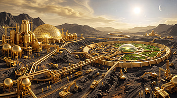 Terraforming Dawn —, Space Colony, Futuristic City HD wallpaper