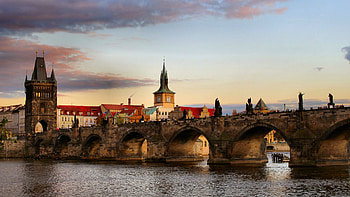Famous bridge, River panorama, Romantic setting, Prague's eternal beauty HD wallpaper