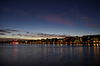 Cities, Rivers, Lights, Night City HD wallpaper