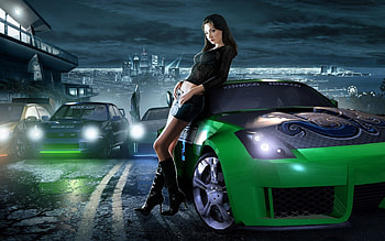 beauty and car, night, car, hot, game, beauty HD wallpaper