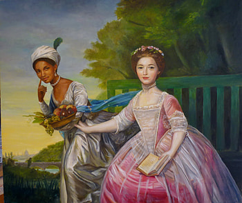 Dido Belle and Lady Eliz Murray after D Martin, lady eliz murray, art, d martin, girl, dido belle, pink, fantasy, couple, luminos, dashinvaine HD wallpaper