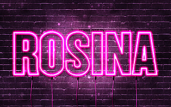Rosina, , with names, female names, Rosina name, purple neon lights, Rosina Birtay, Happy Birtay Rosina, popular italian female names, with Rosina name HD wallpaper