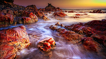 Oregon Coast, sky, rocks, sunset, sea, colors, usa HD wallpaper