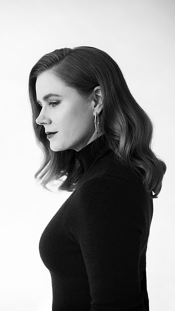 Amy Adams, Brunette beauty, Monochrome portrait, White background HD phone wallpaper