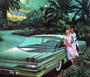 1960 Pontiac Ventura, Car, Couple, Night, Retro HD wallpaper