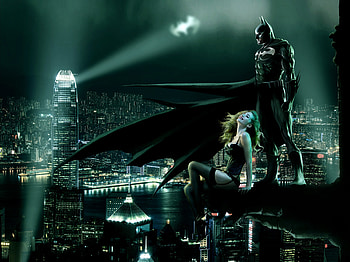 Batman Seeing Gotham With Girl , batman, artwork, digital-art, superheroes HD wallpaper