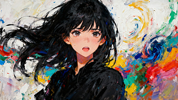 Anime — Midnight Muse in a Colorstorm, Anime Girl, Black Hair, Portrait HD wallpaper