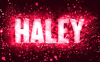 Happy Birtay Haley, , pink neon lights, Haley name, creative, Haley Happy Birtay, Haley Birtay, popular american female names, with Haley name, Haley HD wallpaper