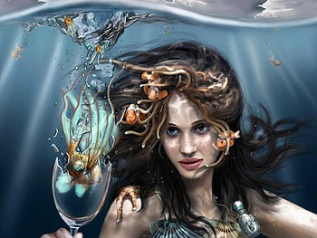 Underwater fantasy, mermaid, fantasy, pearl, glass, underwater, beautiful, sea shells HD wallpaper