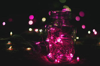 Pink, Bank, Glare, Shine, Light, Miscellanea, Miscellaneous, Jar, Garland HD wallpaper