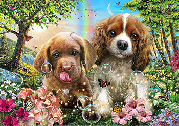 sweet puppies, dogs, puppies, flowers, animals HD wallpaper