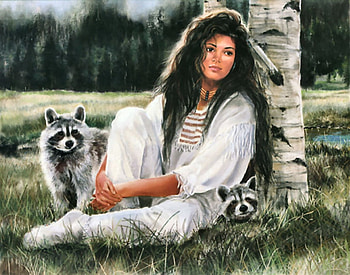 Dream Makers F, art, landscape, beautiful, illustration, artwork, Native American, wide screen, painting, raccoons HD wallpaper