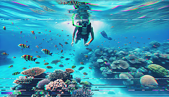 Vibrant Underwater Snorkeling Adventure, snorkeling, underwater, coral reef, marine life, tropical fish HD wallpaper