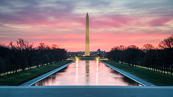Lincoln Memorial, Sunrise beauty, Reflective steps, Majestic glow HD wallpaper