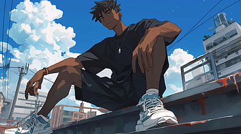 Cool Anime Boy, Anime, black anime, anime boy, streetwear, urban HD wallpaper