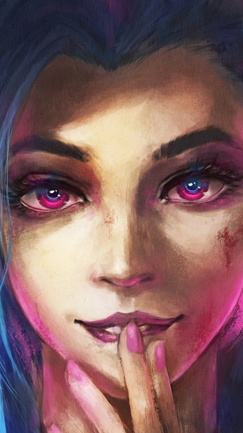 Jinx: Neon Pink Gaze — LoL , Jinx (League Of Legends), pink eyes, face, video game, League Of Legends HD phone wallpaper
