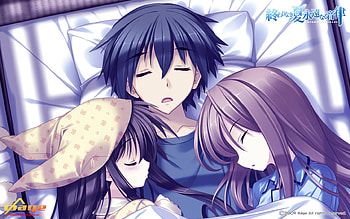 all together, lucky, bed, brown hair, girls, black hair, sleeping, long hair, hat HD wallpaper