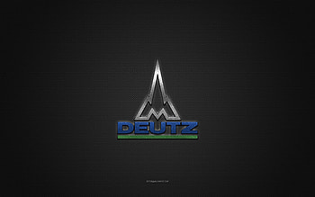 Deutz Fahr logo, silver shiny logo, Deutz Fahr metal emblem, gray carbon fiber texture, Deutz Fahr, brands, creative art, Deutz Fahr emblem HD wallpaper