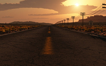 Sunset Road, road, nature, land, sunset HD wallpaper