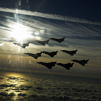 EuroFighter Typhoon Flight , eurofighter-typhoon, planes, flight, military HD phone wallpaper