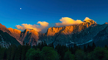 Amazing Sunset At Lago Di Fusine, Italy, julian alps, landscape, trees, clouds, sky, mountains, rocks HD wallpaper