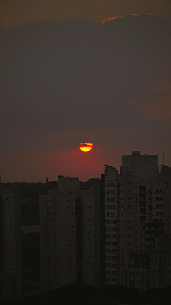 Sunset, Sun, Building, Dark, Skyscrapers HD phone wallpaper