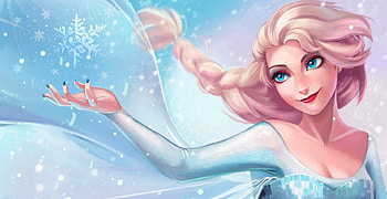 Let it snow, blue, dinsey, girl, elsa, snow queen, hand, pink, snowflake, fanart, fantasy, olchas, luminos HD wallpaper