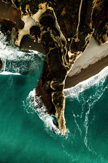 Sea, Nature, Beach, View From Above, Coast, Island HD phone wallpaper