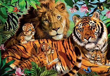 Big cats, leu, pisici, tiger, cub, art, cute, cat, lion HD wallpaper