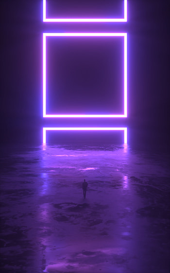 Art, Dark, Silhouette, Neon, Squares HD phone wallpaper