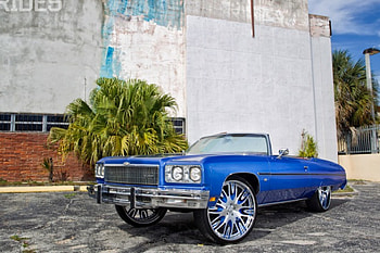1975 Chevrolet Caprice, blue, conv, gm, chrome wheels HD wallpaper